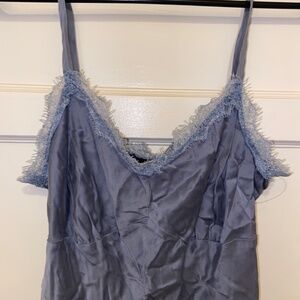 NEW ANNE KLEIN GRAY SILK CAMI CAMISOLE TANK TOP LINGERIE BABYDOLL SZ 8